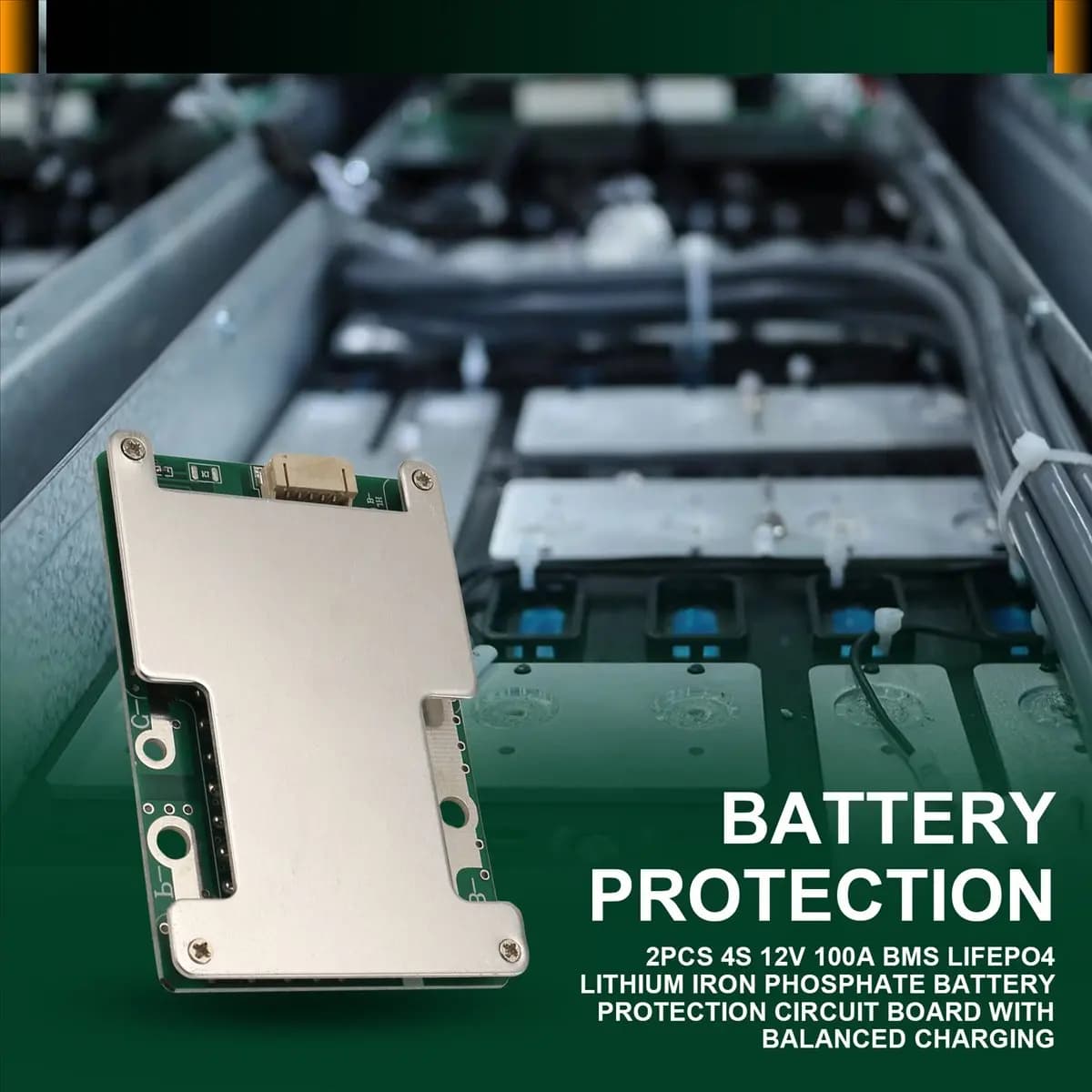 A003 2Pcs 4S 12V 100A LiFePo4 Lithium Iron Phosphate Battery Protection Circuit Board with Balanced Charging