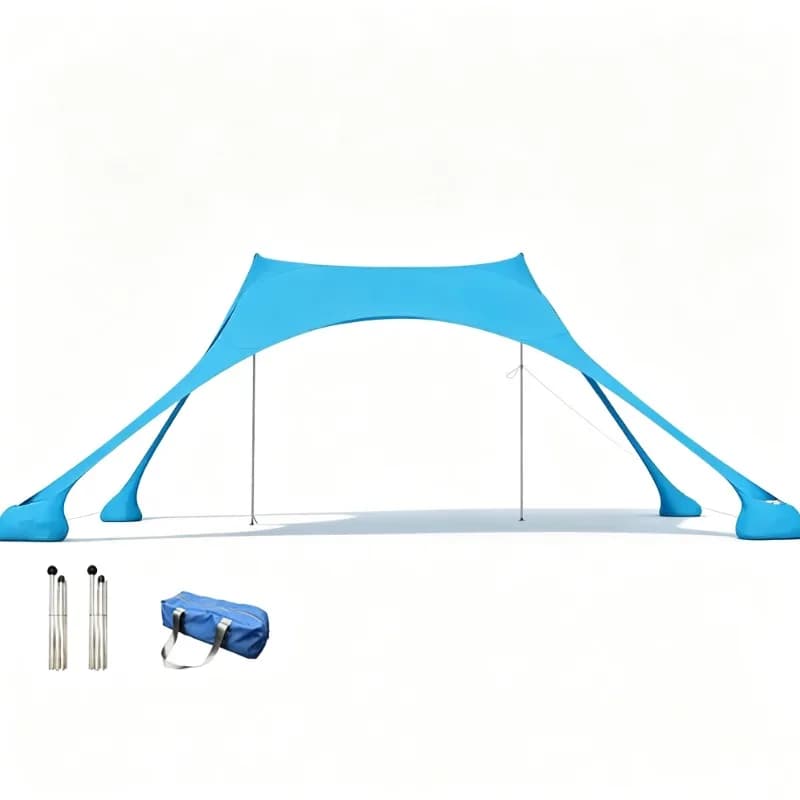 Beach Tent Sun Shade Canopy UV Protection Portable Outdoor Camping Shelter with Sandbags and Poles for Beach Picnic Travel