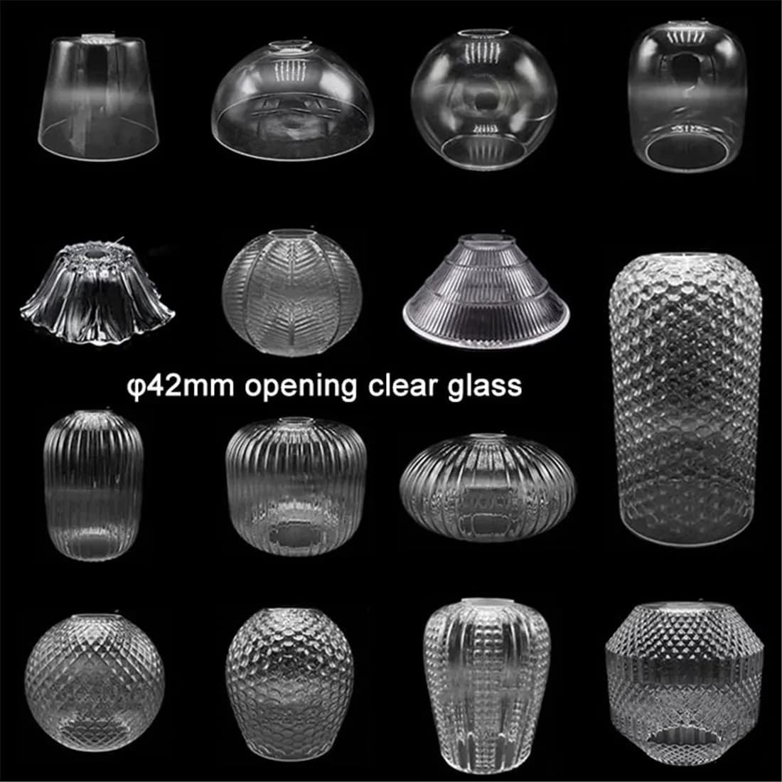 Glass lampshade with special shape large bowl with 42 mm aperture Wine cup Pumpkin Replacement transparent shade irregular E26 E27