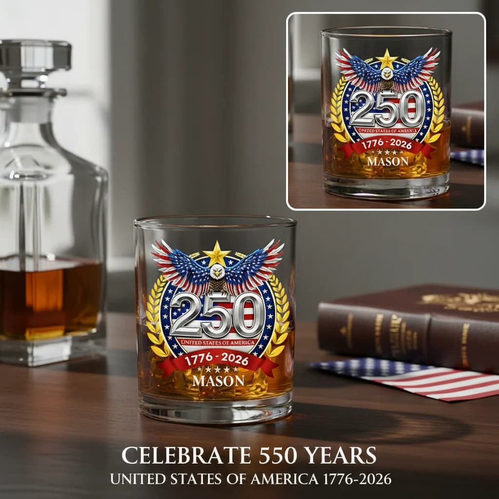 Bicchiere da Whisky per il 250° Anniversario, Regalo Commemorativo, Decorazione da Tavola per Feste, Collezione a Tema Storico