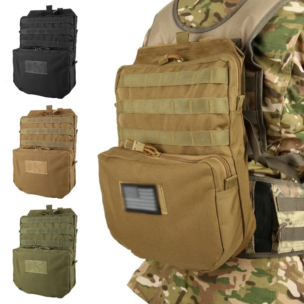 Zaino Tattico con Sacca Idratazione 3L, Borsa in Nylon Molle EDC per Accessori Gilet da Caccia JPC SPC, Sacca d'Acqua
