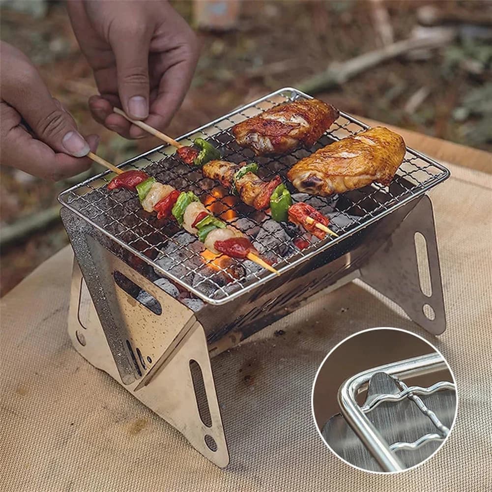 Portable Foldable Barbecue Grill Heating Stoves Multifunction Camping Barbecue Grill Firewood Grill Stainless Steel Barbecue Grill