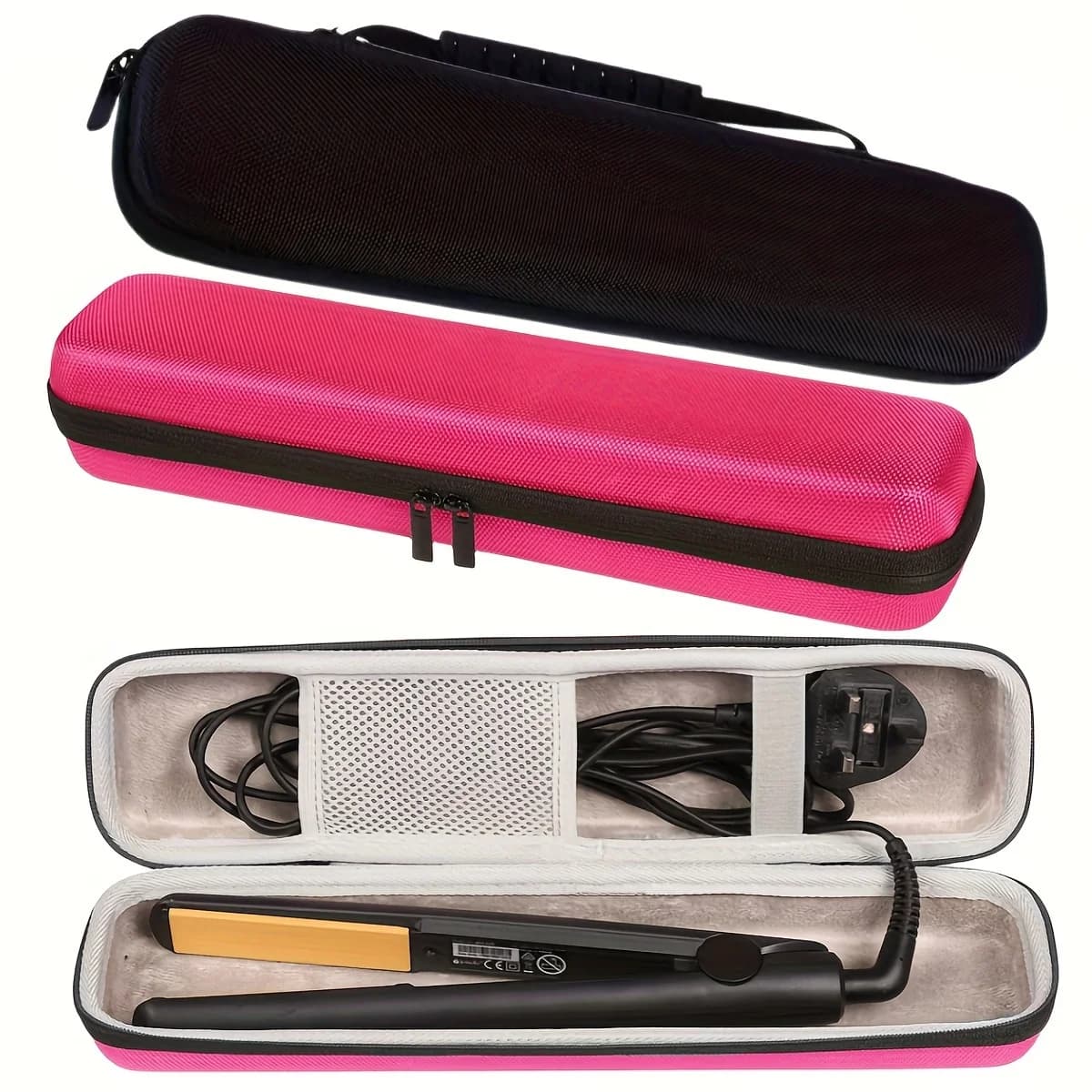 Durable EVA travel case for hair plate and curling styler - Fall-proof protection, beauty tool case, safe storage