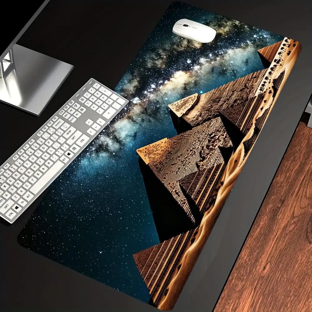 Tappetino per Mouse HYBXAXC con Stampa Cielo Notturno e Piramide, Base Antiscivolo in Gomma, Tappetino da Scrivania con Stampa Galassia per Casa, Ufficio e Gaming