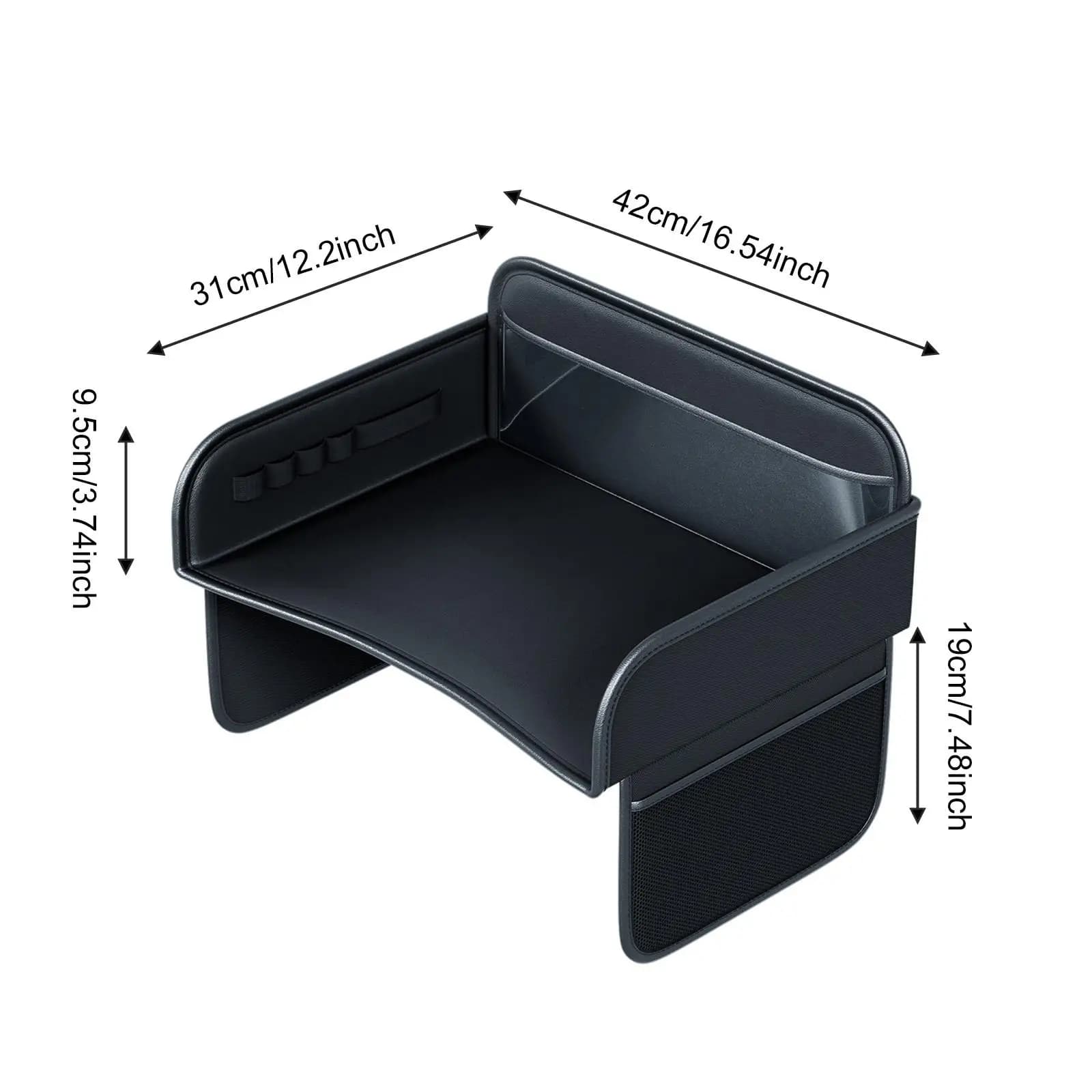 Children's Car Seat Tray, Waterproof Organizer with Tablet Door and Glass Door