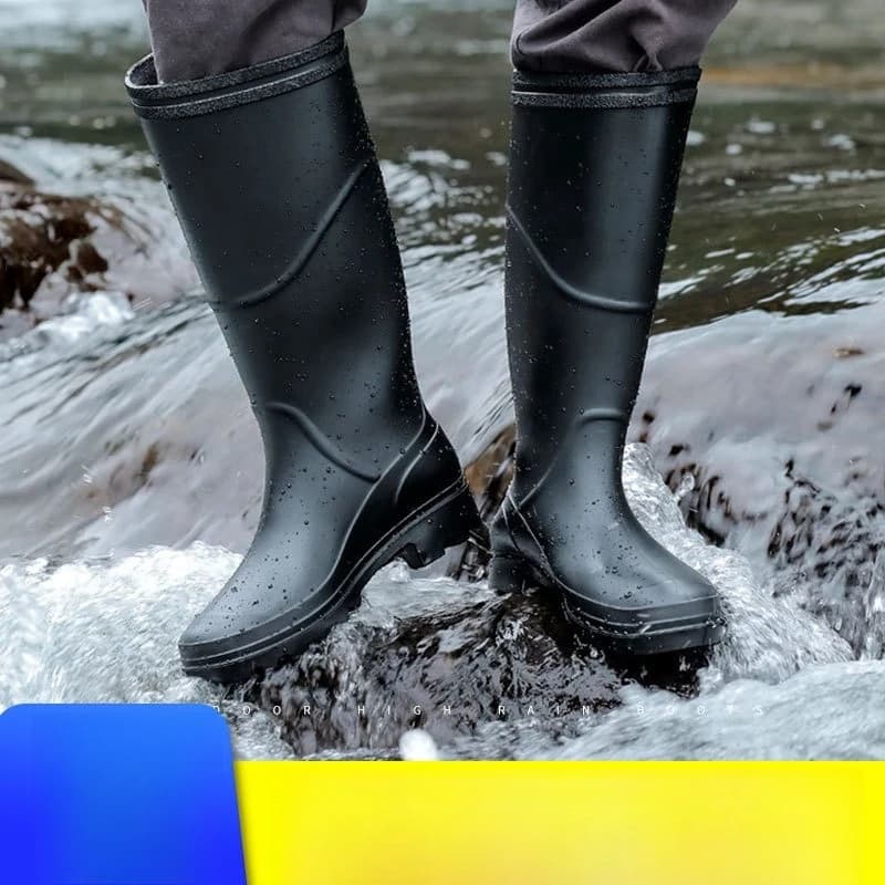Stivali da Pioggia Impermeabili alla Moda per Uomo, Stivali in Gomma per Adulti, Stivali da Lavoro Protettivi Alti e Bassi