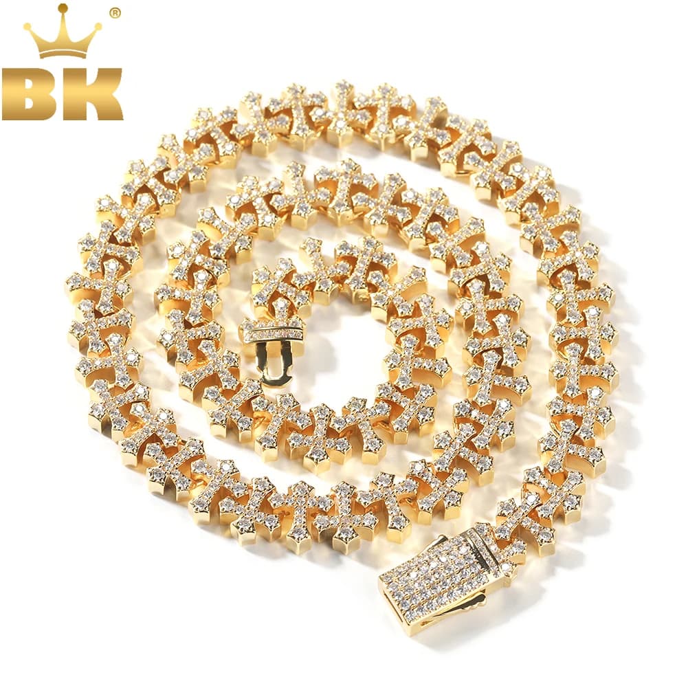 TBTK Charm Iced out Cubic Zirconia Cross Necklace Chain for Women Men Hip Hop Jewelry with Cuff Bracelet And Anklet