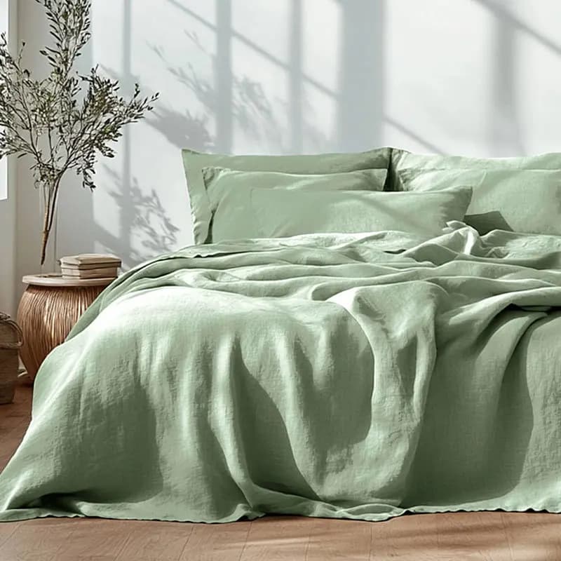 Natural linen sheets plus 2 pillowcases 100% washed linen Set of 3 pieces Soft and breathable bed linen flat sheet for farm house