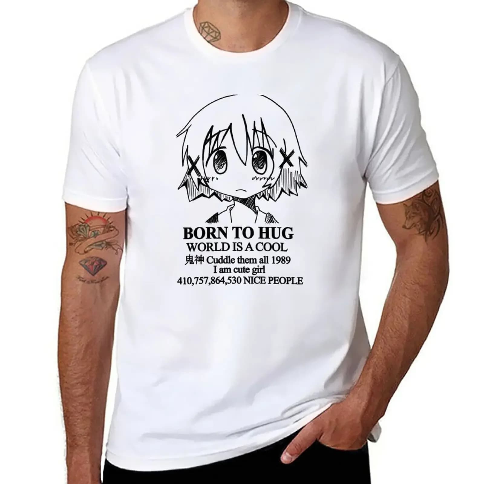 New Born To Hug World Is A Cool T-shirt Magliette grafiche Maglietta estiva Top Streetwear Magliette Anime Abbigliamento da uomo Pullover