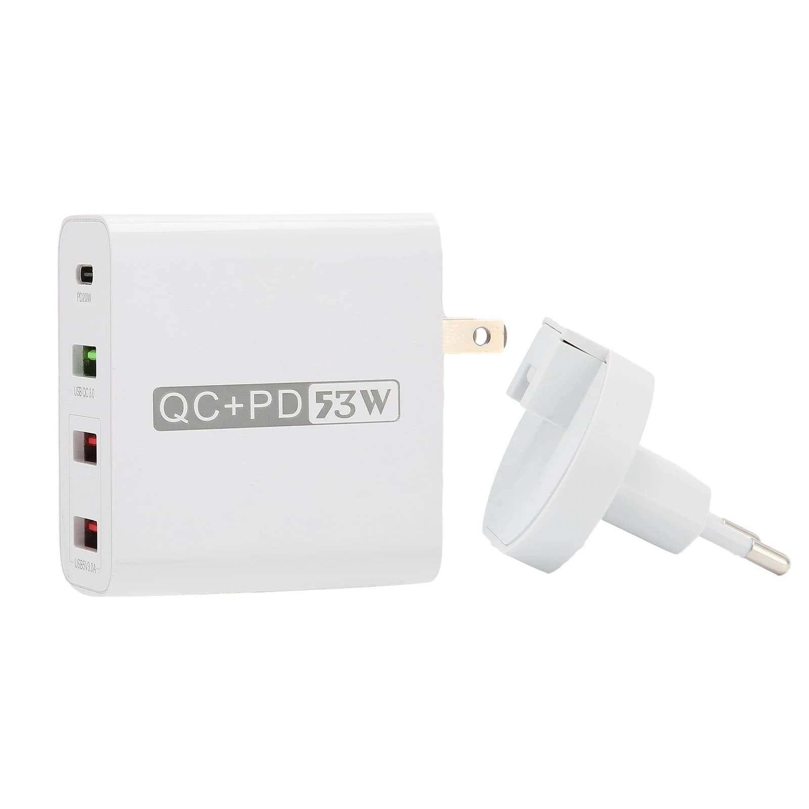 20W PD QC3.0 Fast 53W 4 Port Mobile Phone 20W PD QC3.0 Fast Foldable Travel USB Power Adapter