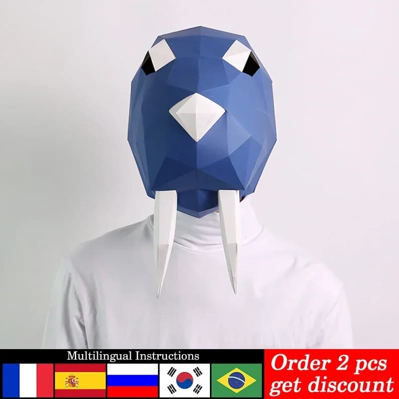 Walrus Mask Animal Paper Model,3D Papercraft Art Costume Party Cosplay,Handmade DIY Origami Adult Craft RTY279