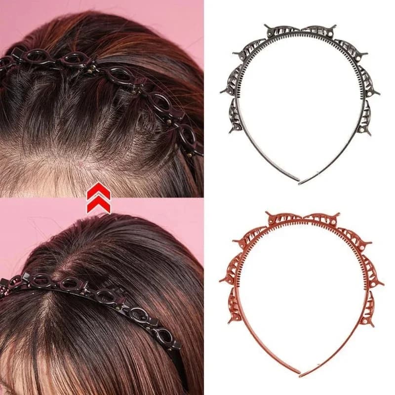 French Braid Hair Twist Clip Double Bangs Hair Hoop Headband Front Hair Styling Tool for Women