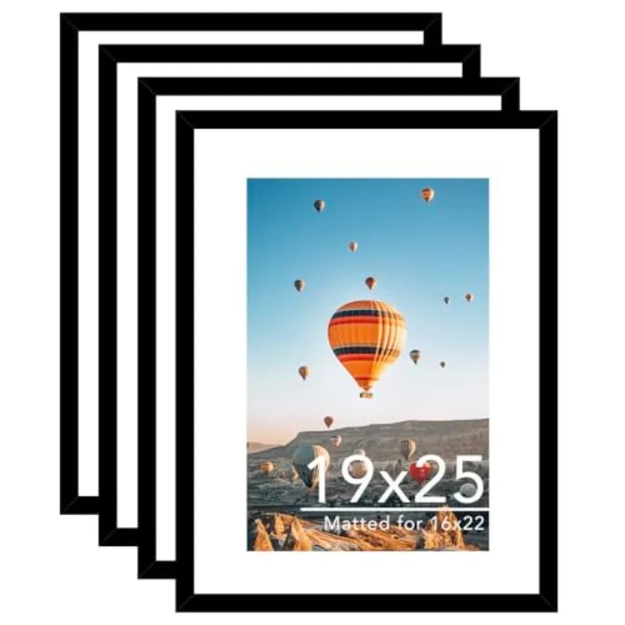 Cornice per foto 19x25 con passepartout 16x22, set da 4, per foto 16x22 con passepartout o 19x25 senza passepartout, grande cornice da parete 19x25
