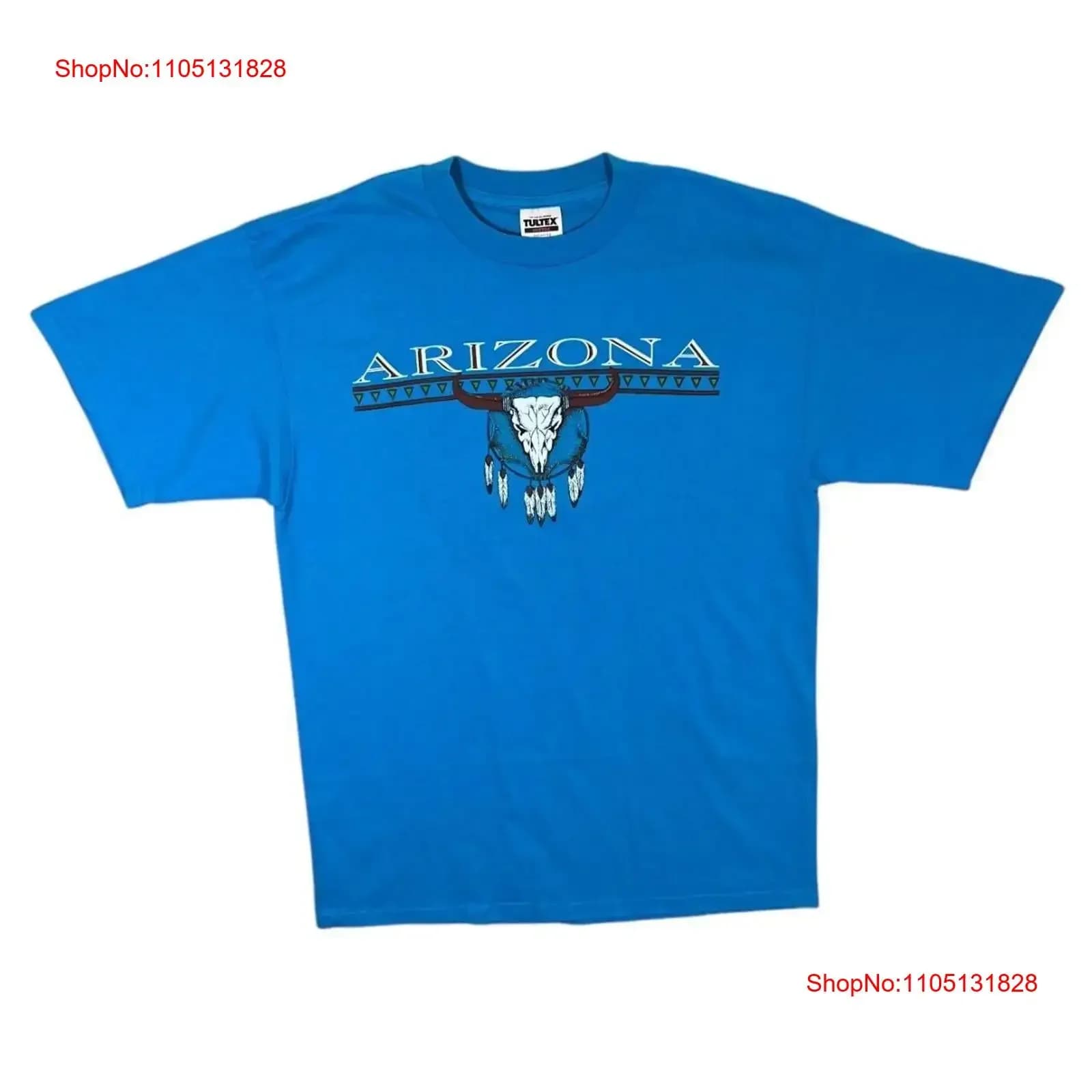 Vintage Tultex ARIZONA Cowskull Dreamcatcher Souvenir Blue T Shirt XL vintage Washed Unisex Casual designer clothes Breathable
