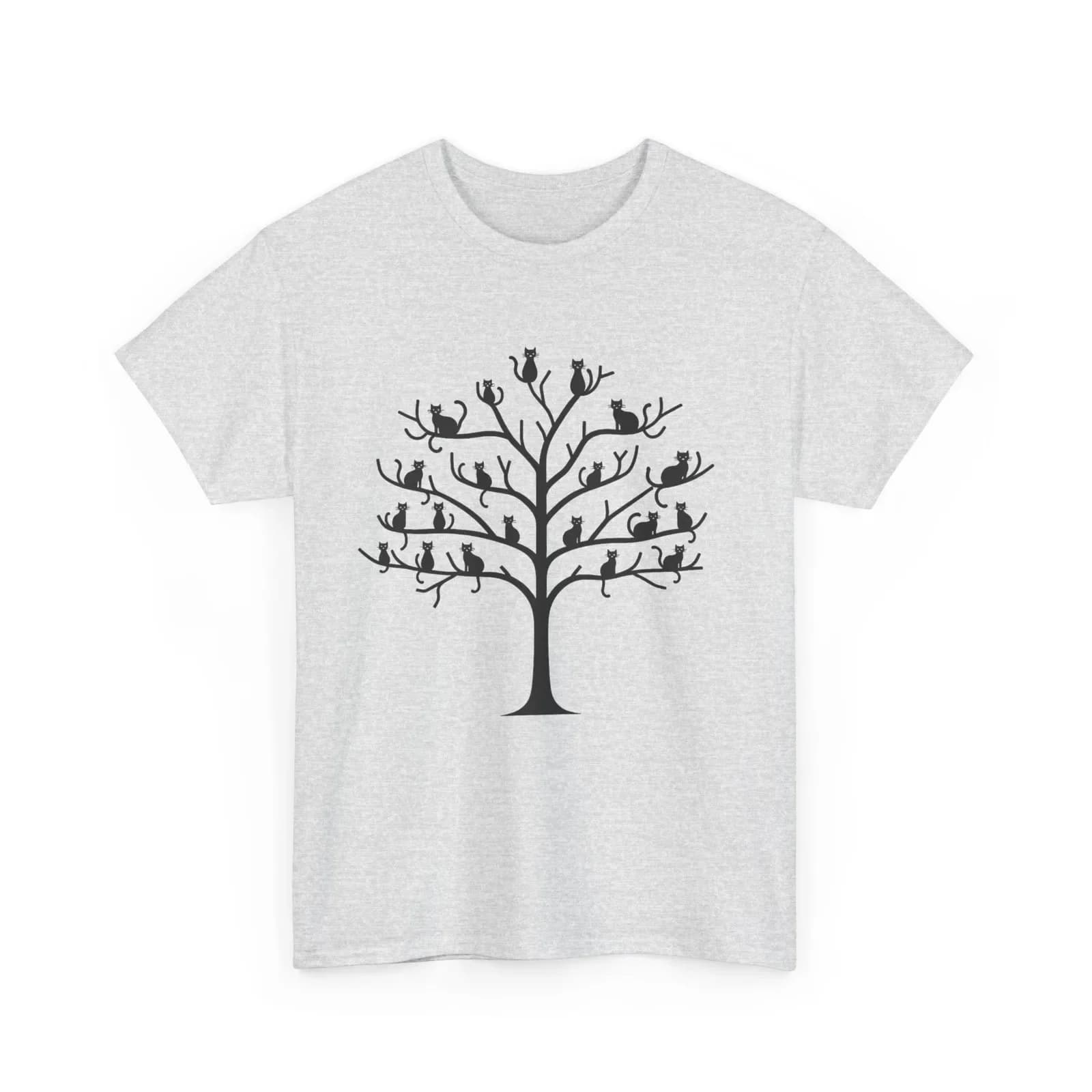 Cat Tree Silhouette Graphic Tee Unisex Casual Shirt