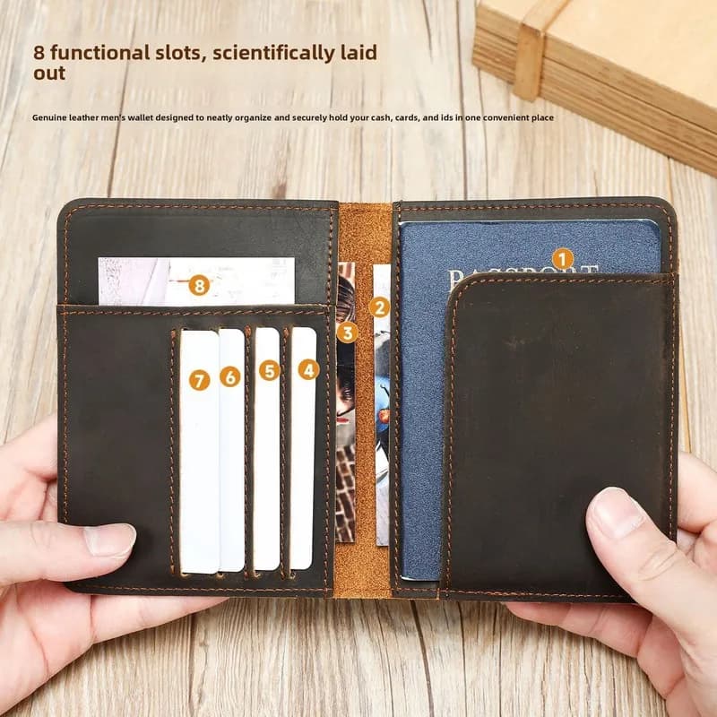Retro Frenzy Leather Multi-functional Passport Case, Lightweight Passport Protector, Retro Leather Carry-on Coin Card Holder