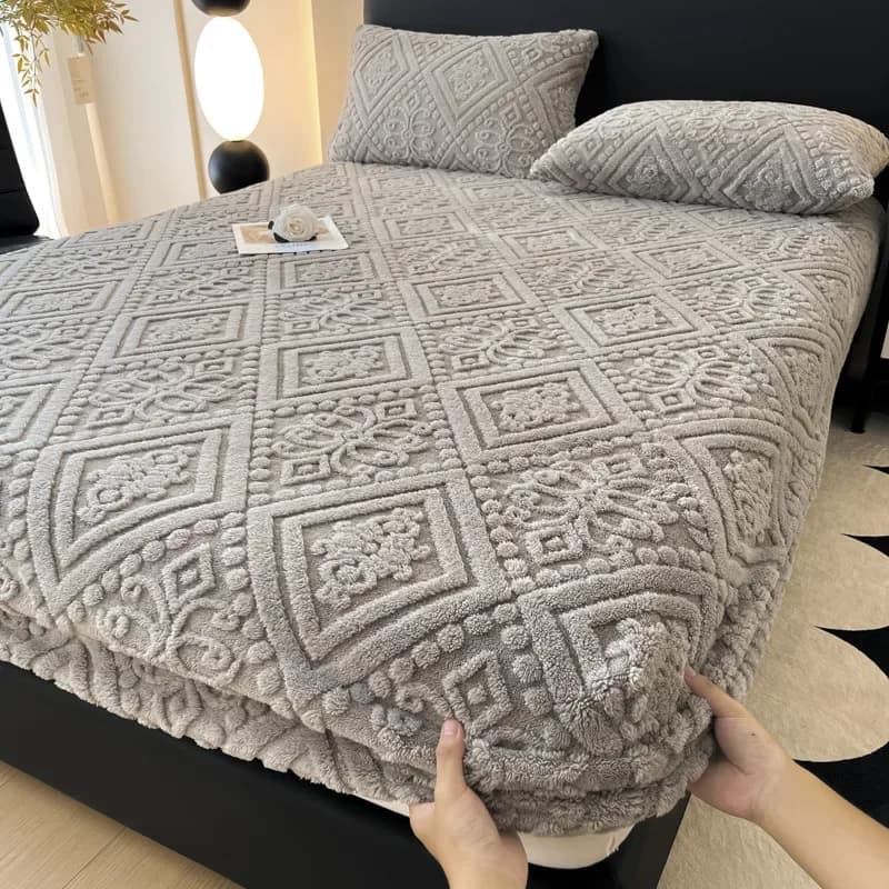 Thick Winter Jacquard Thick Coral Watertest Soft Bed Sheet for Bedroom Suitable for High Elasticity Breathable Non-slip