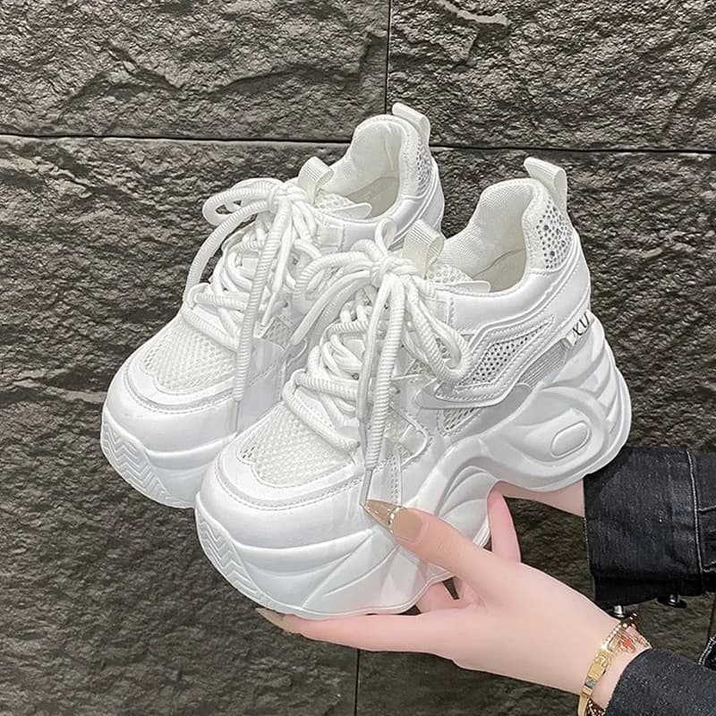 10CM 2026 New Bling Crystal Women's Vulcanize Shoes Spring High Platform Sneakers Thick Soled Ladies Casual Dad Shoes Footwear