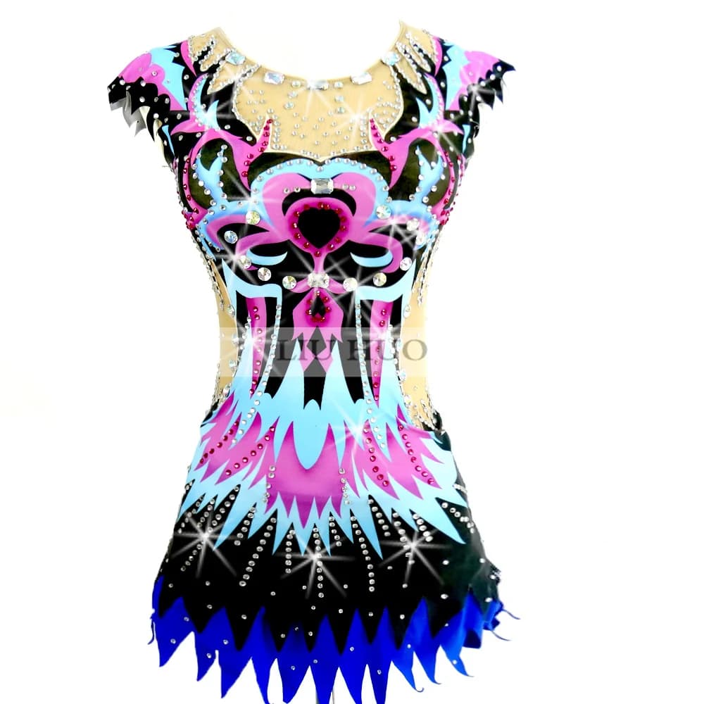 LIUHUO Vestito da Pattinaggio di Figura per Ragazze da Donna Prestazioni sul Ghiaccio Ginnastica Ritmica Concorso Body Senza Maniche Allenamento Unitard