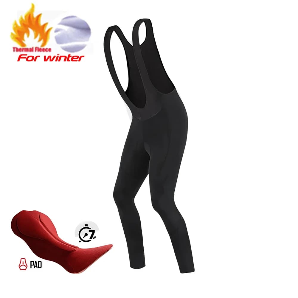 Trousers with winter cycling braces 2025 Classic long trousers in black thermal fleece for men Winter riding pants racing sports pants