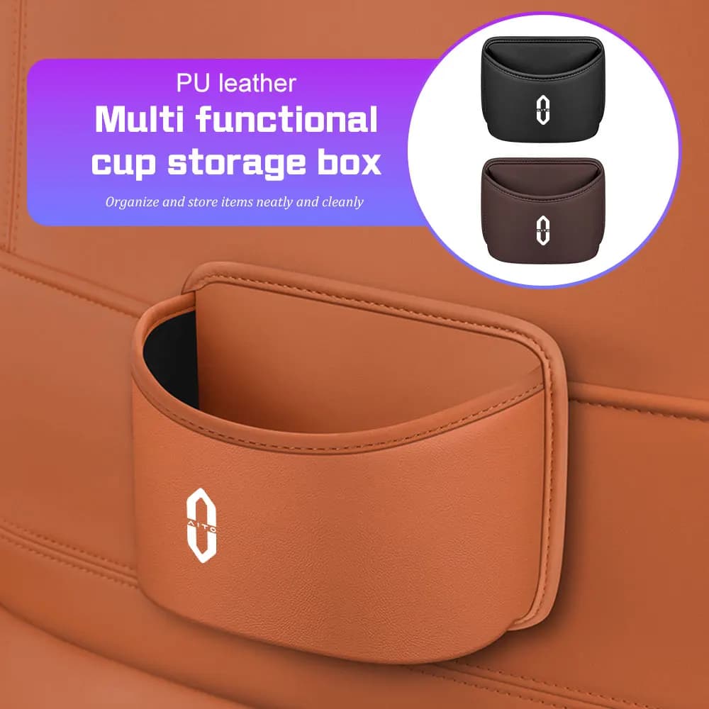PU Leather Car Door Storage Box For HUAWEI AITO M7 M5 M9 M6 Seres 5 7 9 multifunction Trash Can,Seat Back Hanger Cup Storage Bag