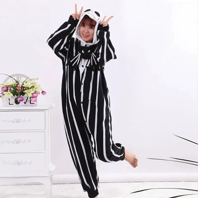 ♥ 2026 New 2025 Animation Kigurumi Skeleton Jack Onesies Unisex Adult Pajamas Cosplay Costume Animal Onesie