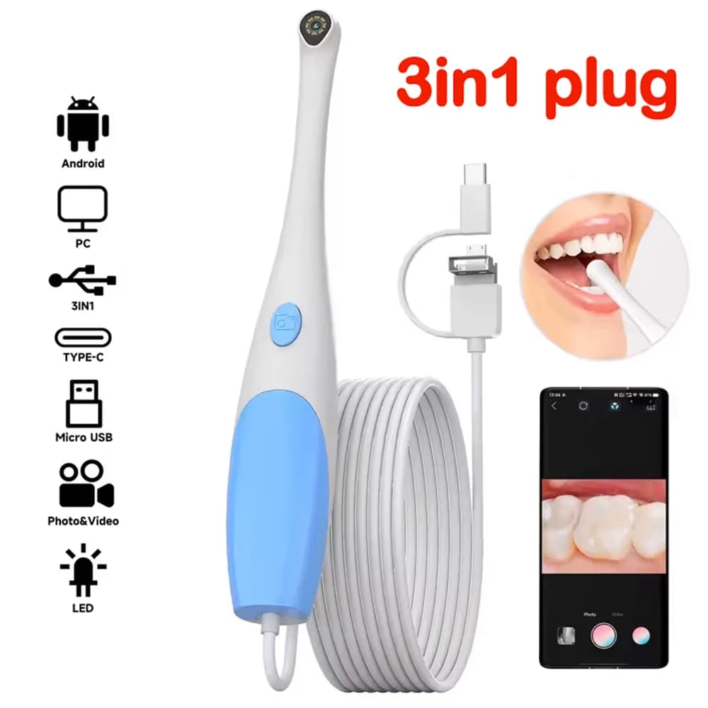 3IN1 USB Handheld Android Endoscope Type-c Inspection Borescope Snake Camera 8 LED Lights Compatible with Android Phones PC