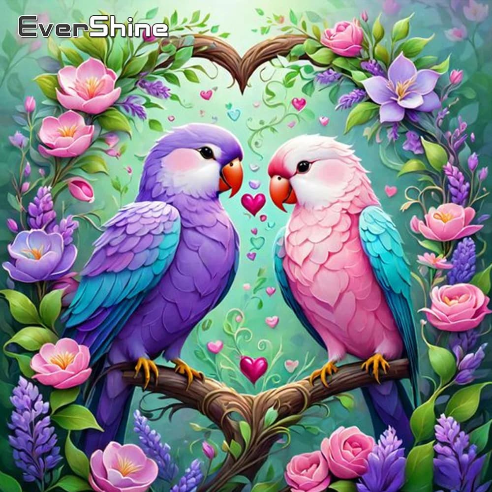 Evershine Parrot Diamond Mosaic Animal Painting Bird Full Square Round Kit dipinti floreali per la decorazione della camera da letto interna
