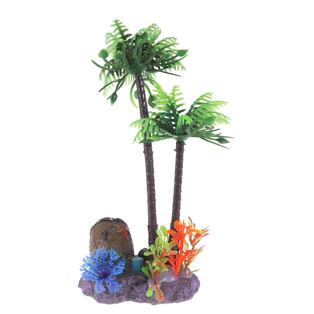 1Pcs Coconut Trees Barrel Aquarium Simulated Plant Artificial Fish Tank Decoration Realistic Greenery Safe for Aquariums Fish
