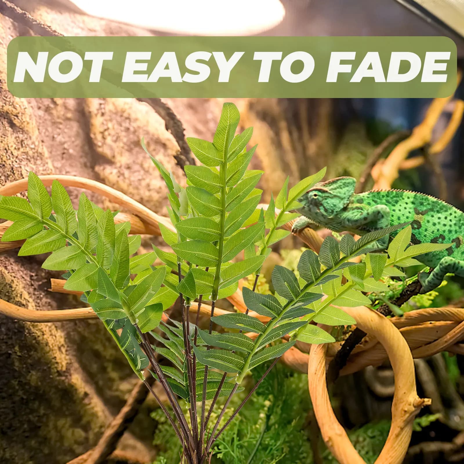 Realistic Artificial Plants for Terrarium, Faux Leaves for Rectile Decoration, Habitat Ornament and Hide
