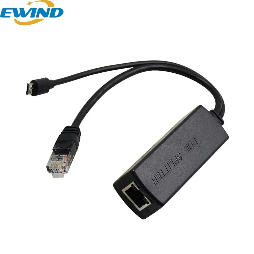 EWIND Gigabit POE Splitter 48V to 5V12V Micro USB/Type-C/DC 10/100/1000Mbps Power over Ethernet with POE breakout cable isolated