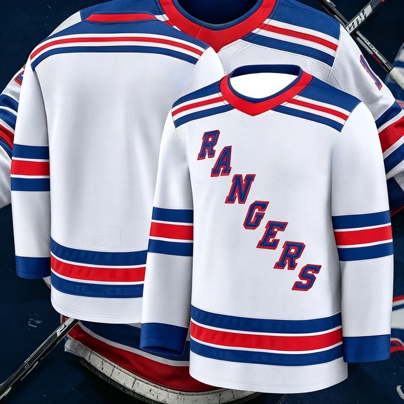 2026 Men's New Ice Hockey Training Suit - Rangers Fan Edition - 3D Printed Design - Moisture-Wicking Long-Sleeved Shirt Kids