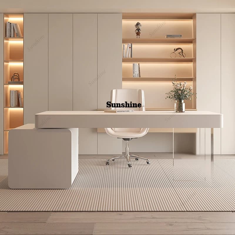 Scrivania Moderna di Lusso in Lastra di Roccia, Tavolo da Ufficio Pieghevole, Tavolo da Gaming, Scrivania per Studio e Sala Giochi