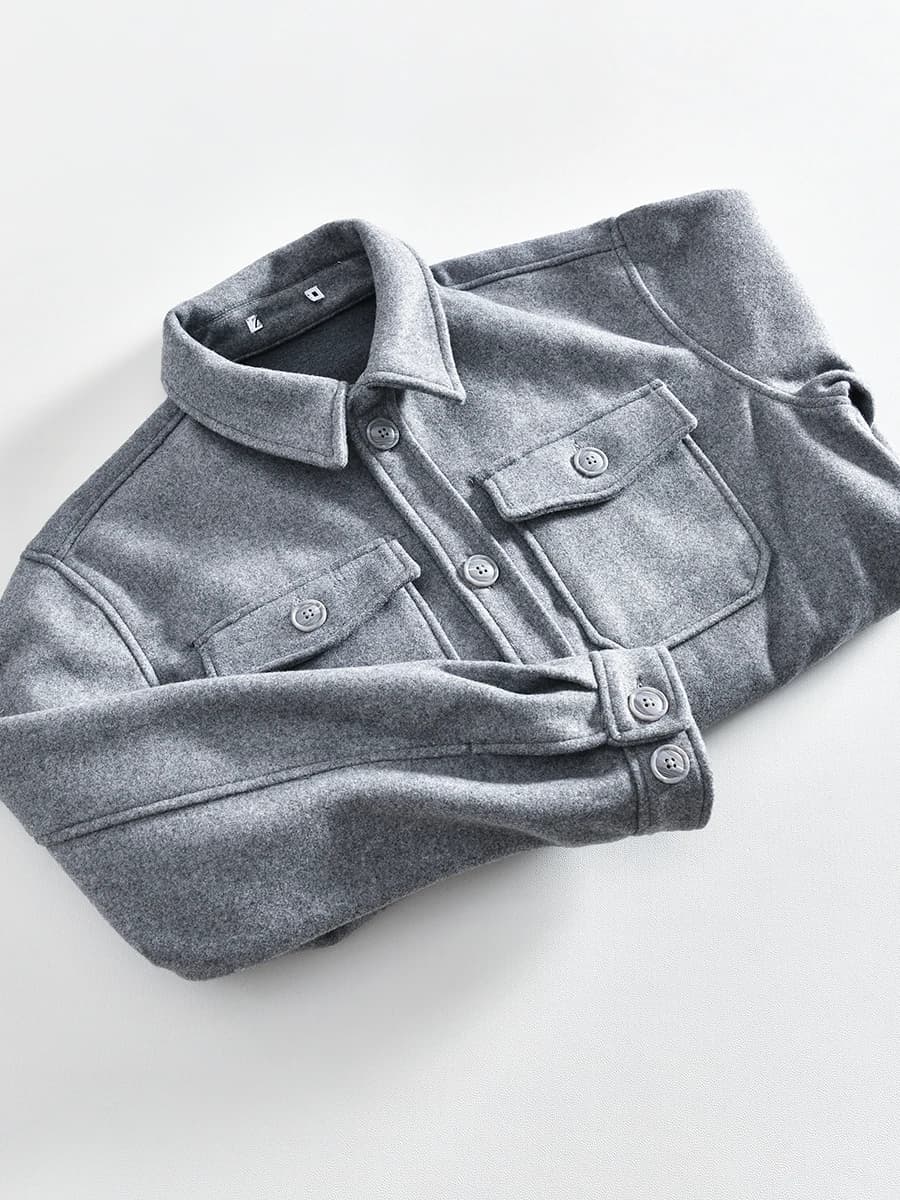 Thickened Woolen Men's Casual Long Sleeve Shirt Jacket Autumn Winter Japanese Style Retro Workwear Standard Fit Fashion Urban...