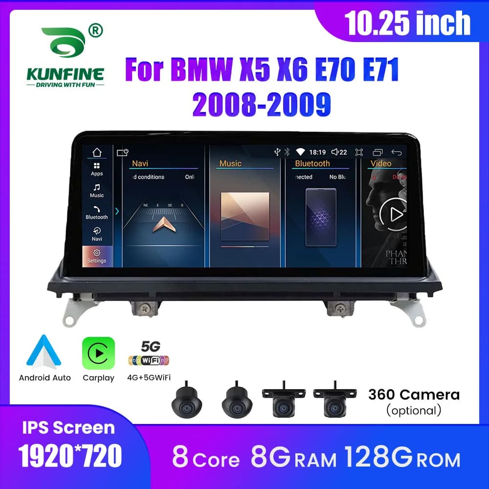 Linux Bluetooth Autoradio Per BMW X5 X6 E70 E71 2008-09 CCC Wireless Carplay Android Auto GPS di Navigazione Multimediale 10.25"