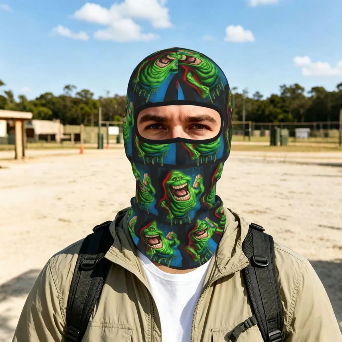 Ghostbusters Slimer Breathable Thin Balaclava Full Face Mask Sun Protection Neck Gaiter For Motorcycle Cycling Fishing Outdoor