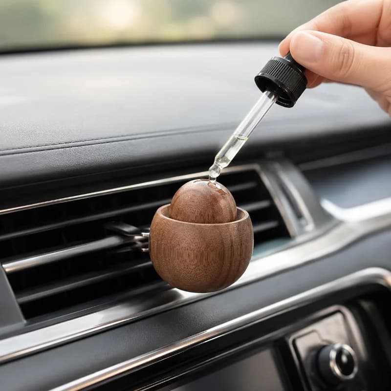 Wooden Essential Oil Diffuser Small Round Egg Diffuser Mini Advanced Natural Fragrance Diffuser Suitable for Cars and Families