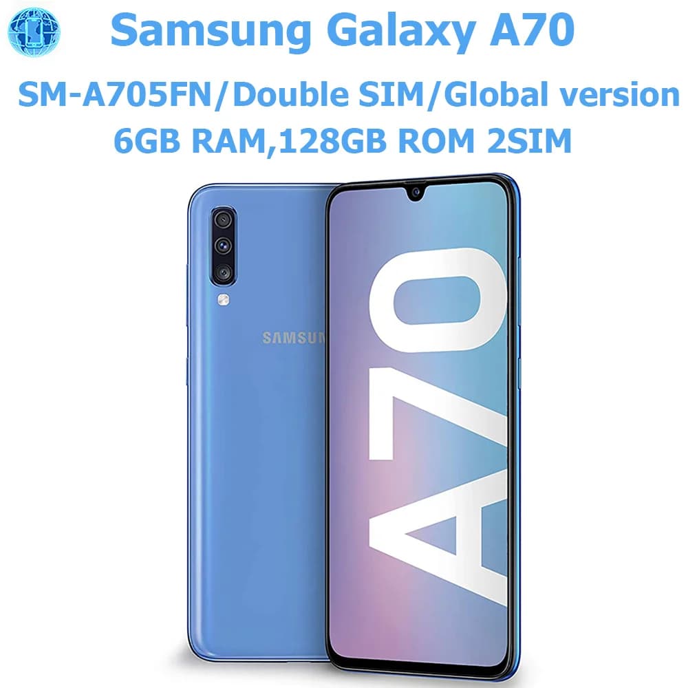 Samsung Galaxy A70 Smartphone Android Intelligente, Schermo 6.7 Pollici, Dual SIM, Versione Globale, NFC, Fotocamera 32MP, Batteria 4500mAh, Originale Sbloccato