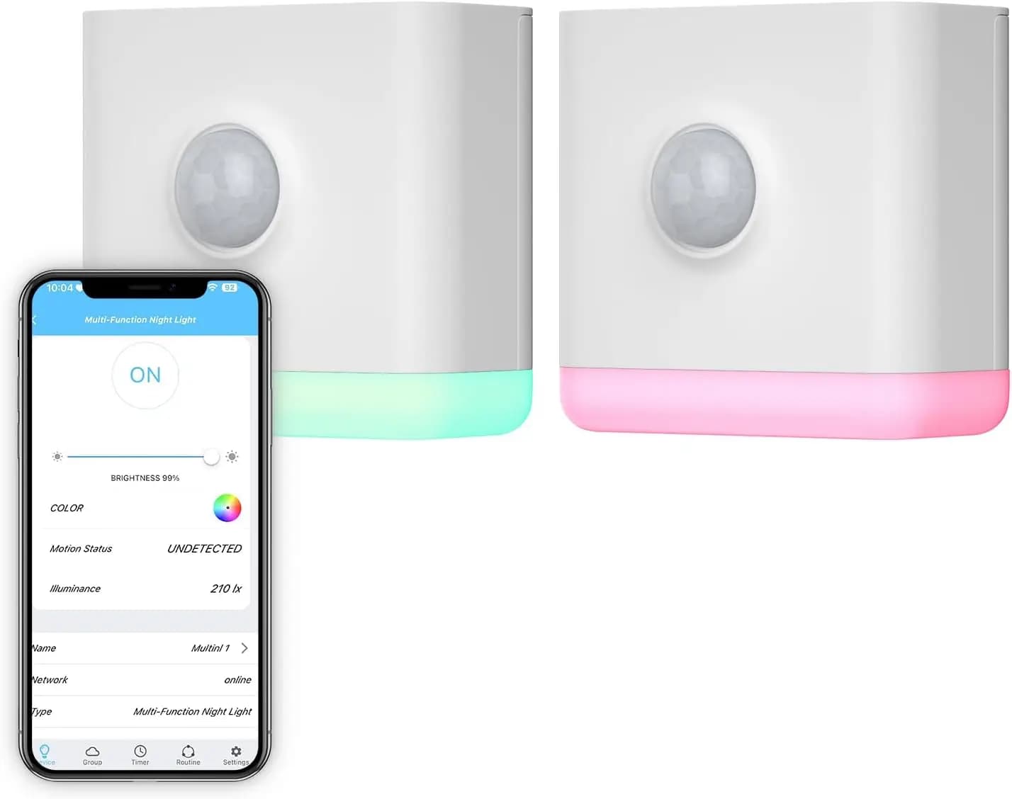 Confezione da 2 luci notturne intelligenti con sensore di movimento, colori RGB e luminosità regolabile, hub Zigbee richiesto
