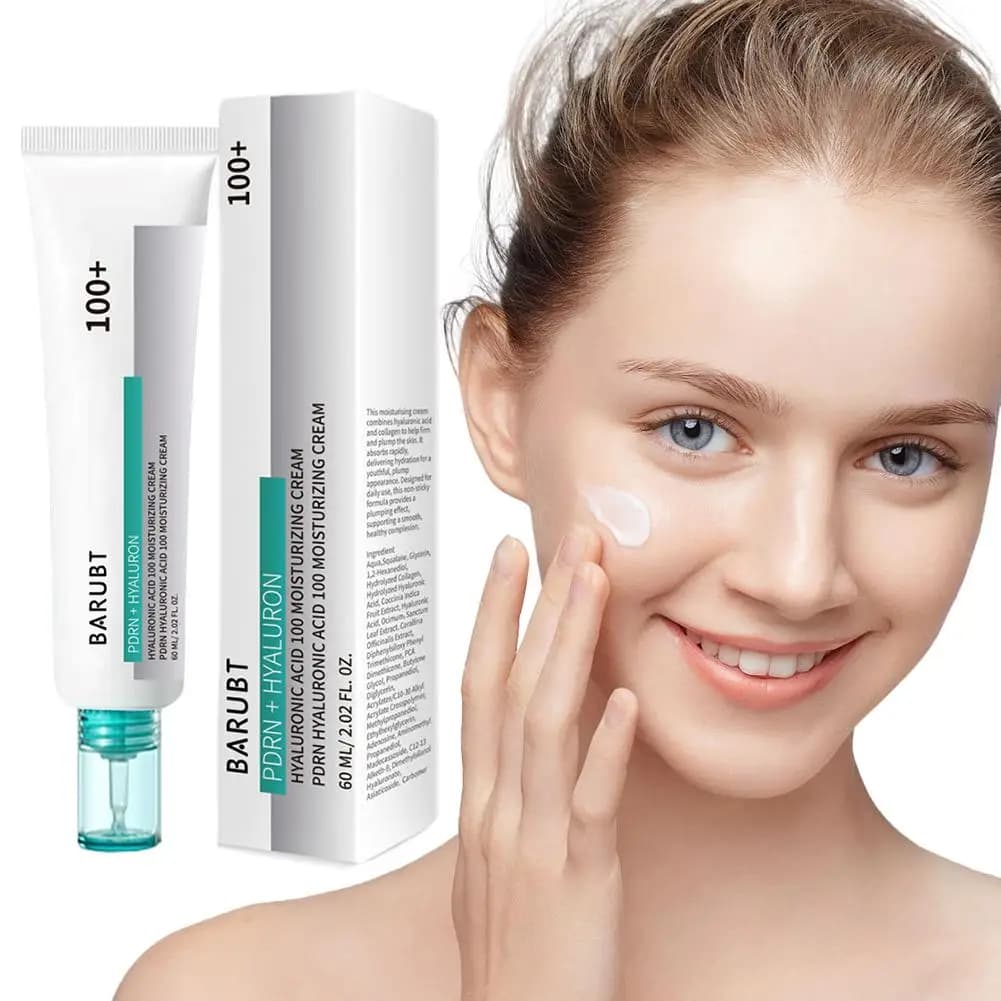 Crema Viso 60ml PDRN Acido Ialuronico 100% Idratazione Profonda Riparazione Cutanea Idratante Delicato Illuminante al Collagene per Occhi e Viso