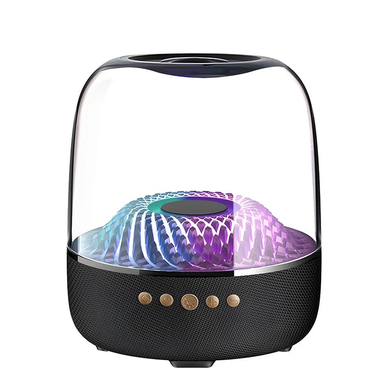 Altoparlante Wireless Portatile in Vetro Bluetooth 5.3, Subwoofer Home Theater Hi-Fi con Lampada Acustica Colorata per iOS Android