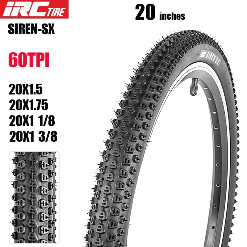 Pneumatici IRC SIREN 20 pollici in acciaio 20*1.5 20*1.75 20*1-1/8 60TPI BMX 406/451 per bici pieghevoli con ruote piccole