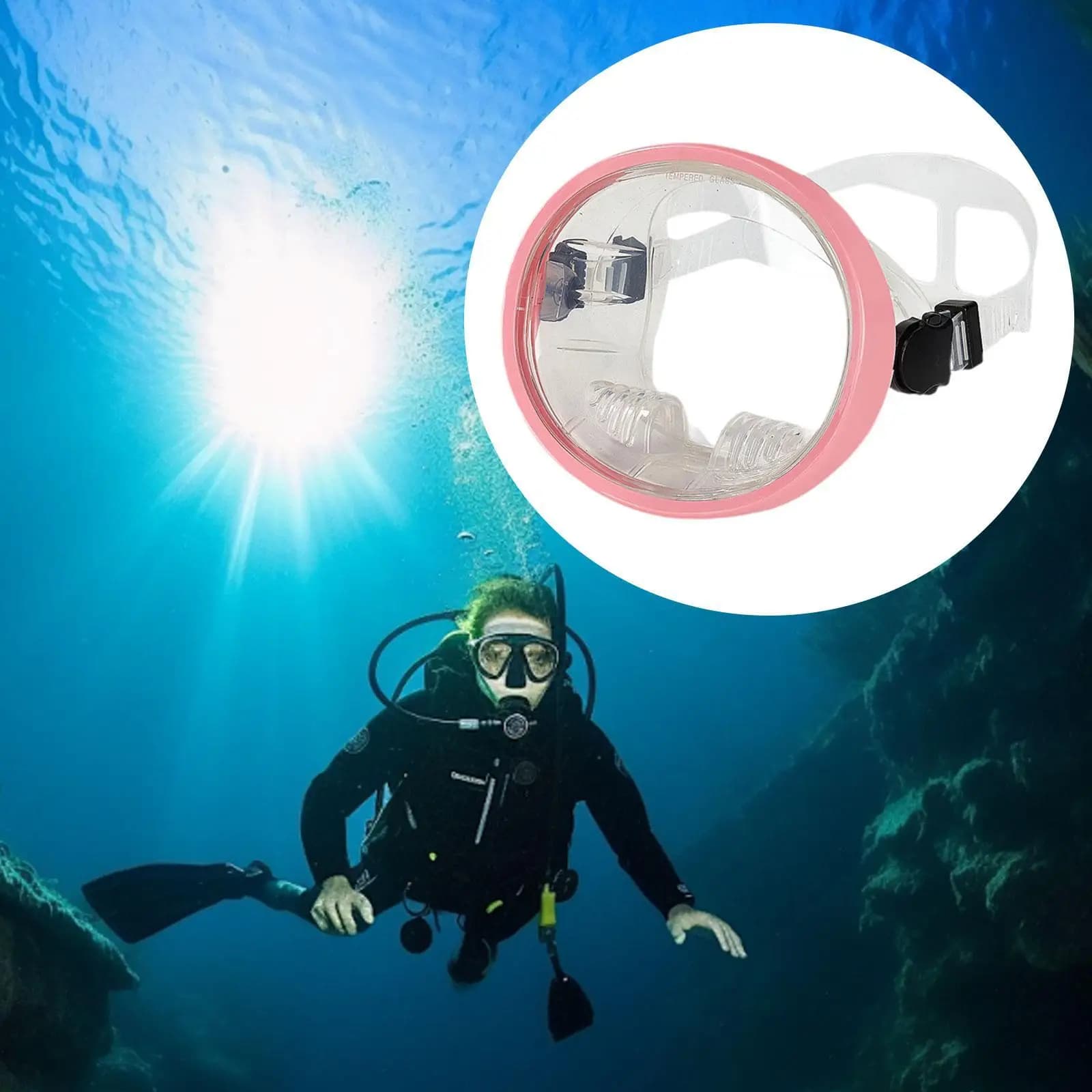 Maschera subacquea a lente singola Comoda forma ovale Nuoto Occhiali da snorkeling Forma ovale Bambini per immersioni subacquee Apnea