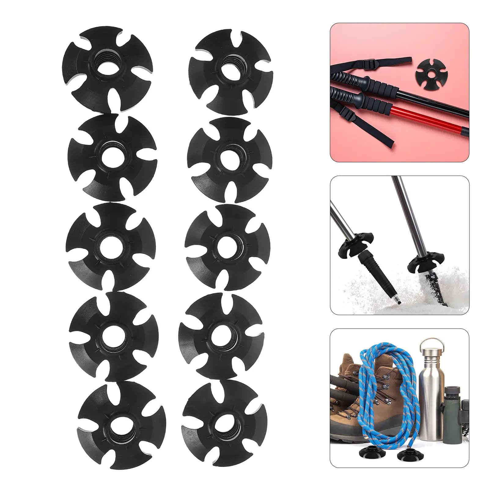 10 Pezzi Accessori per Bastoni da Trekking, Protezioni per Punte con Cestelli Antifango, Impugnatura Migliorata, Parti per Bastoni da Escursionismo e Camminata, Attrezzatura Outdoor