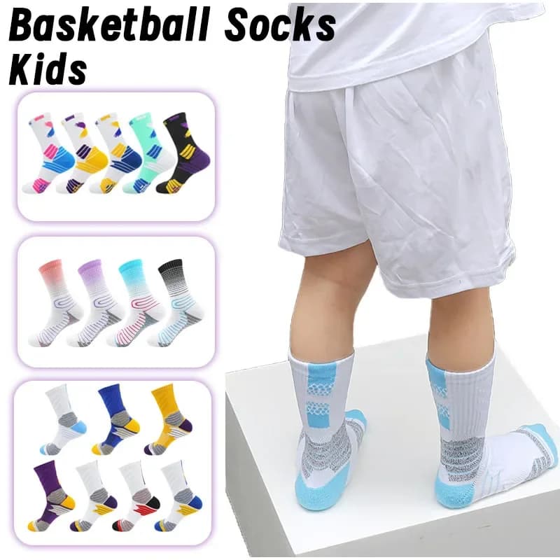 Calzini da basket per bambini Fondo asciugamano per compressione esterna Ciclismo Corsa Calzini sportivi per bambini traspiranti ad asciugatura rapida