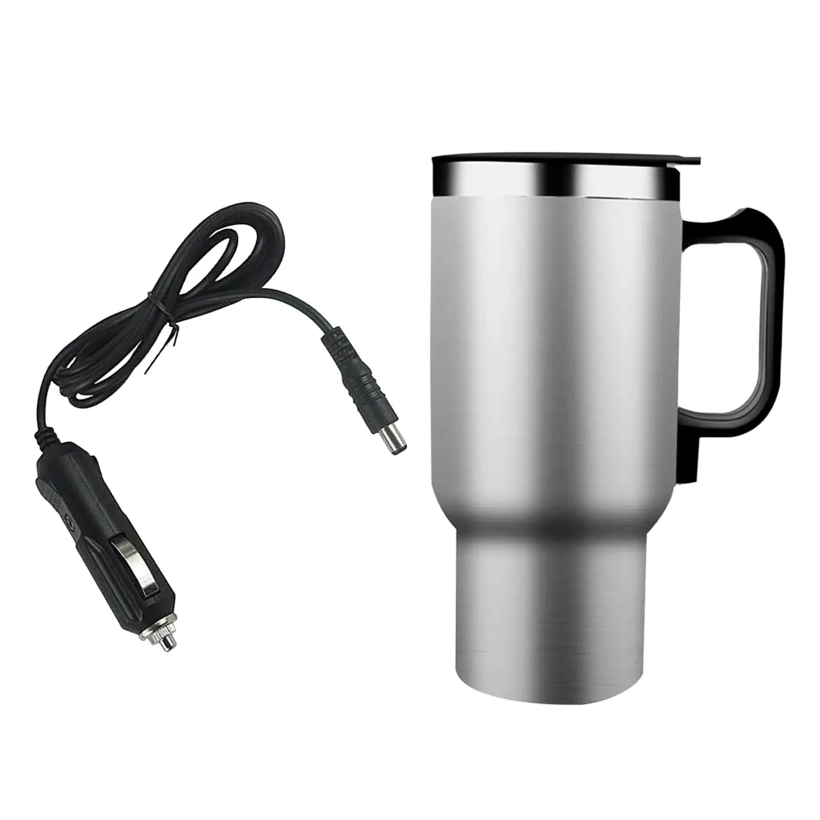 Bollitore Elettrico da Auto 12V 480ml, Tazza da Viaggio Riscaldata 4.7x6 Pollici, Bollitore Sigillato con Coperchio, Tazza per Bere per Conducenti e Uomini d'Affari, Robusto