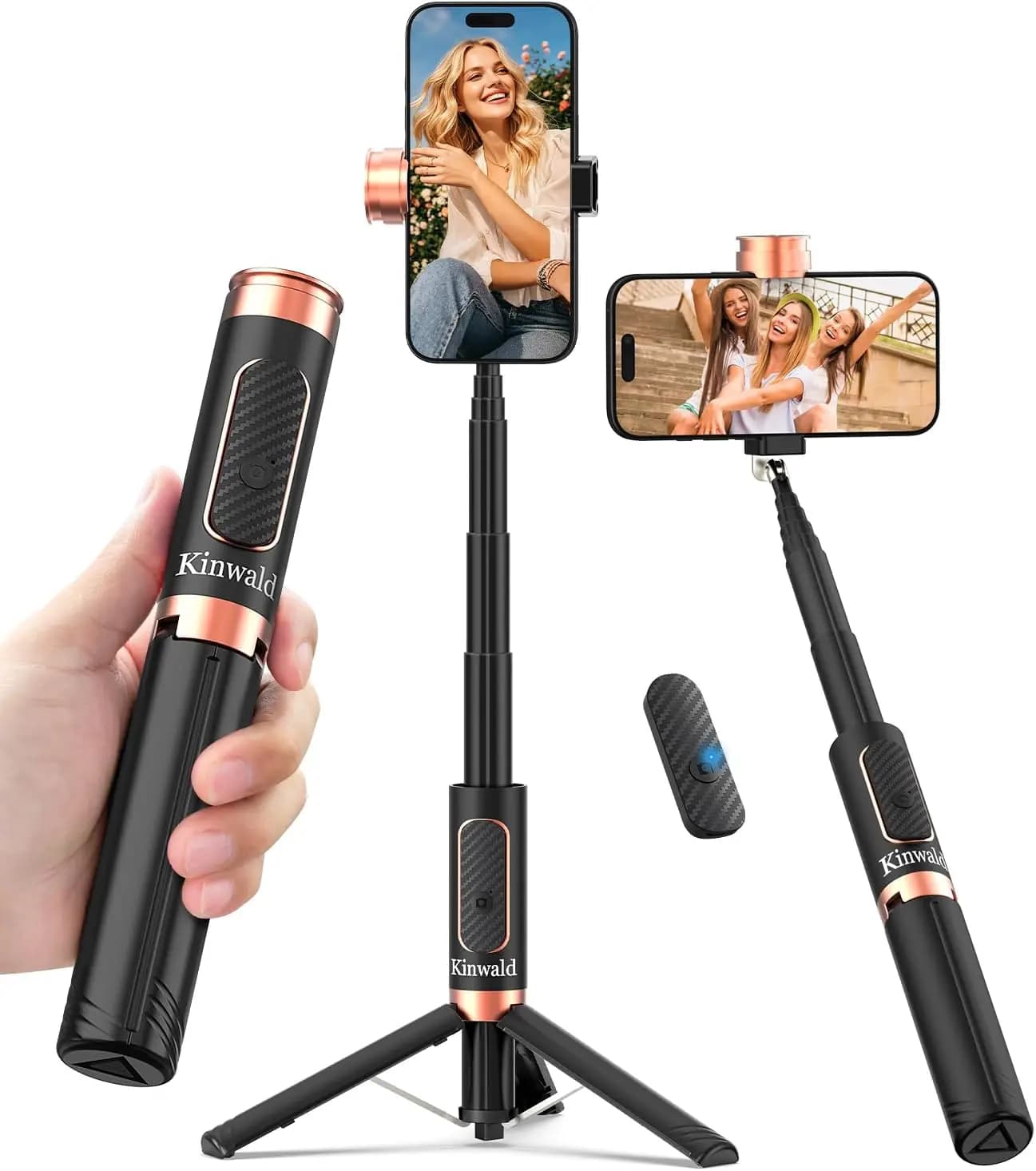 Treppiede Portatile Bluetooth per Selfie Stick, Apertura con Un Clic, Leggero per Vlogging e Viaggi