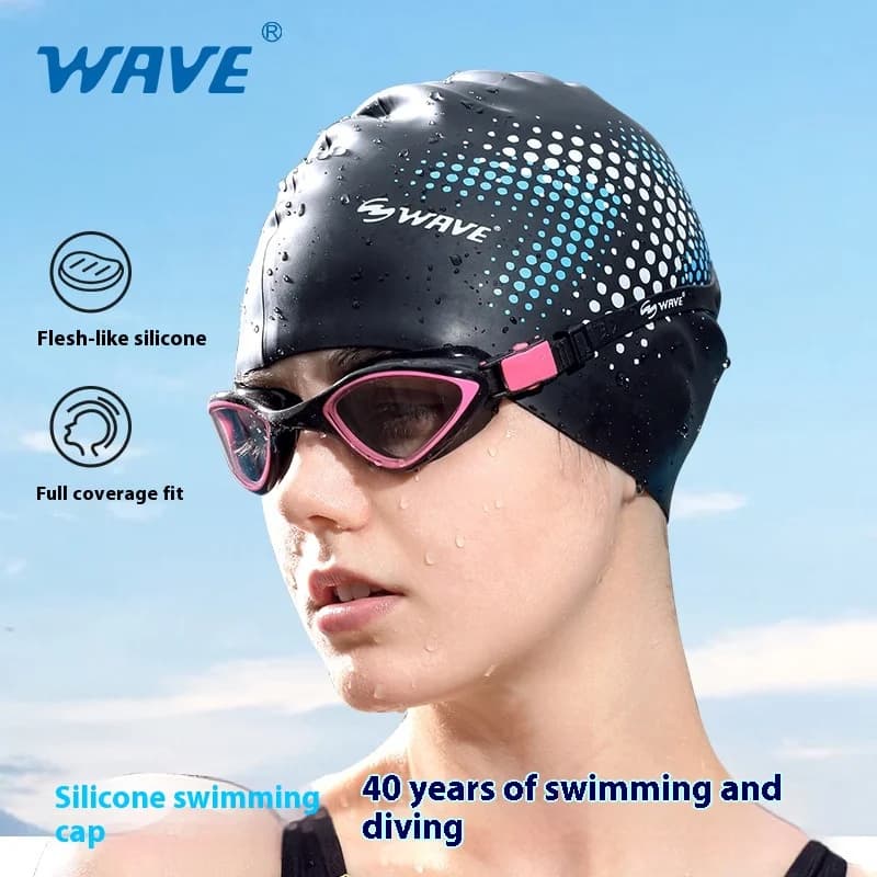Long hair swim cap, pure color, extra large, adult, printed, waterproof, silicone, swim cap for men and women