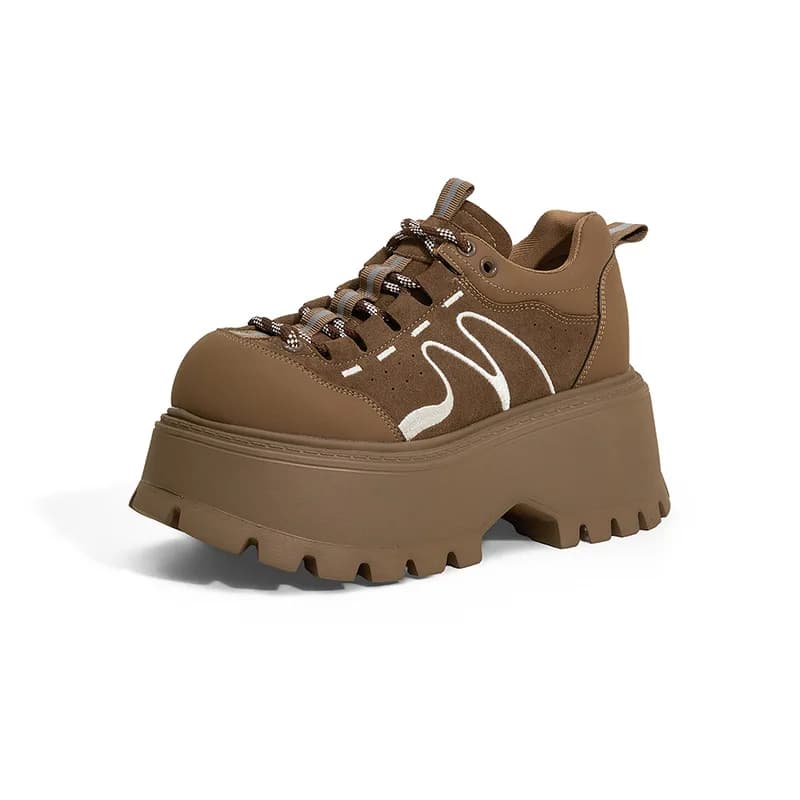 New 2026 Autumn Women Suede Leather Sneakers High Platform Lace-up Casual Sports Dad Shoes Thick Sole 9CM Heels Walking Shoes