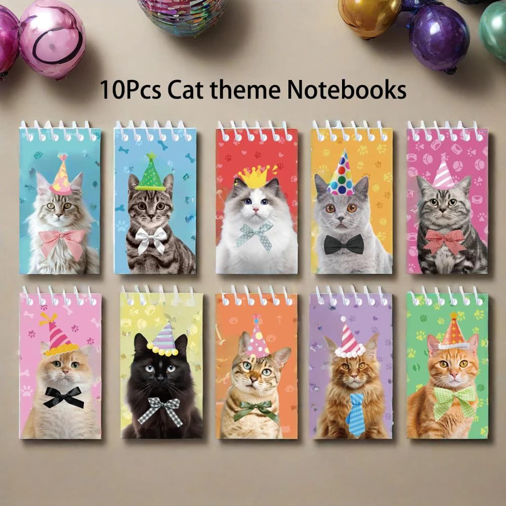 10 pezzi di cartone animato simpatico gatto da compagnia portatile mini blocco note per bambini tema animali domestici bomboniere per il ritorno a scuola premi